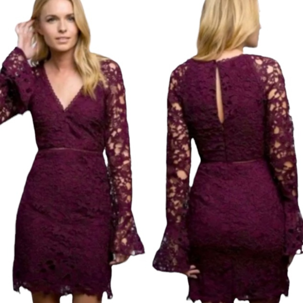 ASTR the label Women's Juliette Lace Long Shift Dress - size women’s medium